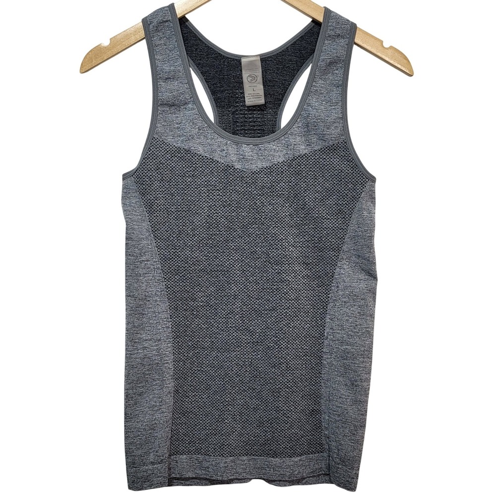 Womens Seamless Racerback Tank‎ Top Gray Mesh Vent Large RN120064